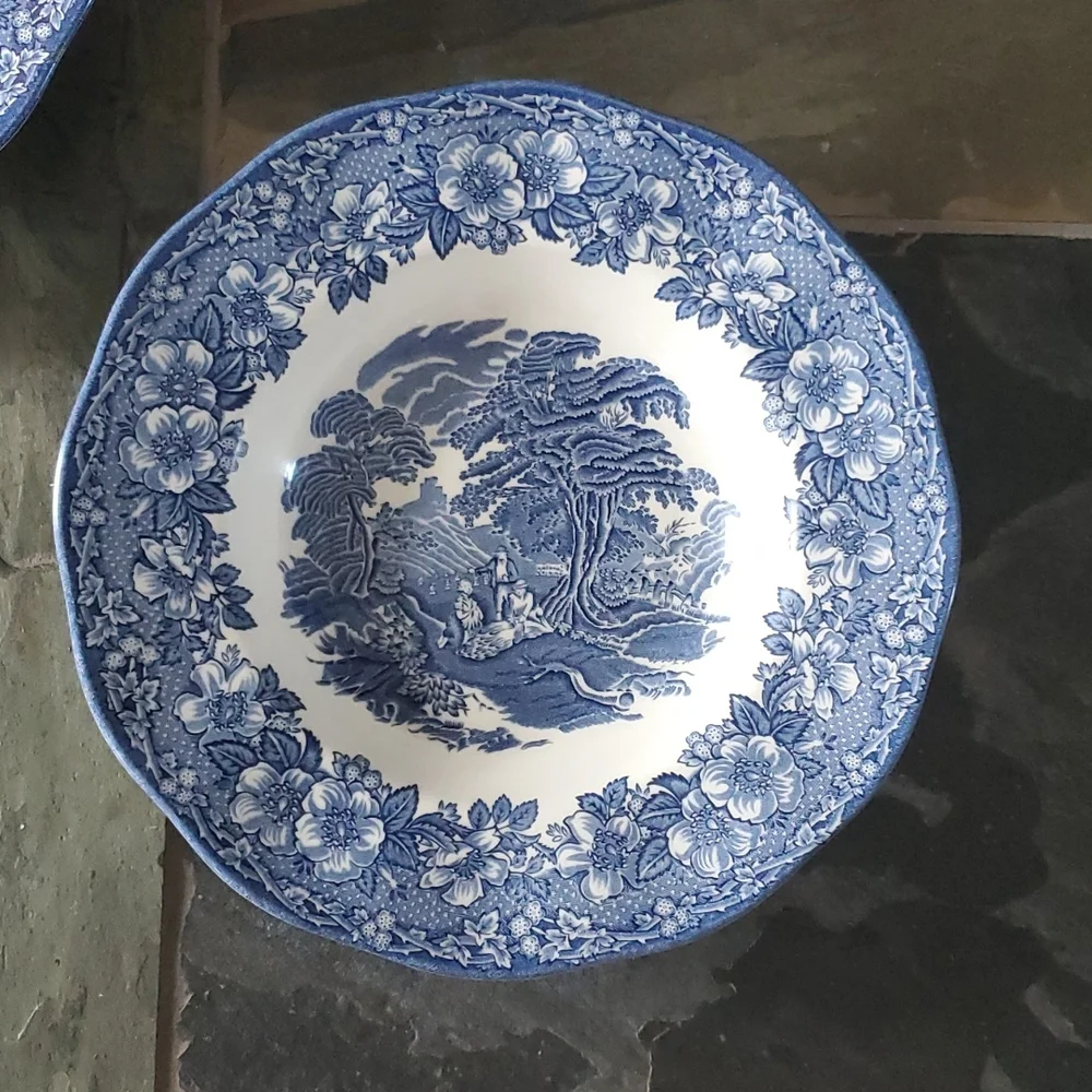 2 Unicorn China Stafforshire England Blue Bowls - Picture 4 of 9